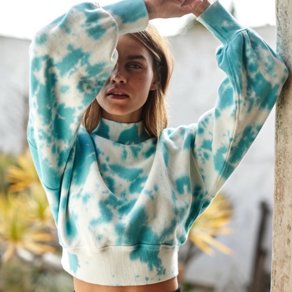 Spiritual Gangster blue tie dye mock neck sweatshirt